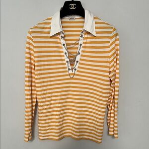MICHAEL Michael Kors Yellow and White Striped Blouse